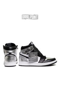 AIR JORDAN - Sneakersy Air Jordan Retro I Silver Toe. Wysokość cholewki: przed kolano. Kolor: czarny. Szerokość cholewki: normalna