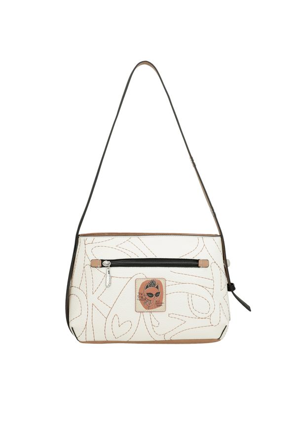 Pomarańczowa Elegancka Listonoszka Damska Anekke Z Serii Alma. Kolor: pomarańczowy. Wzór: napisy, aplikacja. Materiał: zdobione. Styl: elegancki