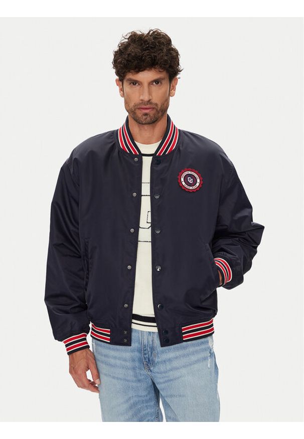 Guess Jeans Kurtka bomber M5YL15 WHAA2 Granatowy Regular Fit. Kolor: niebieski. Materiał: syntetyk