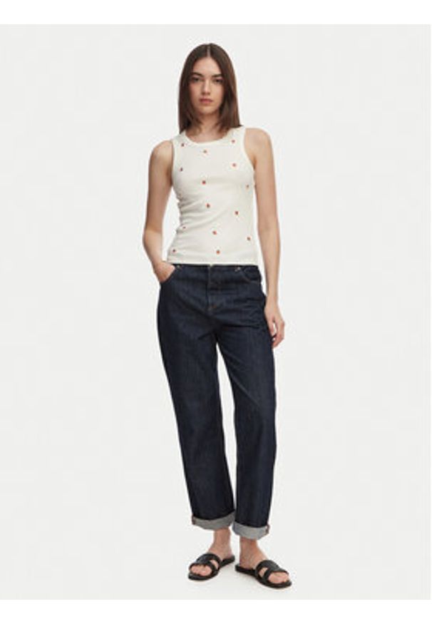Vero Moda Top Naja 10341964 Biały Slim Fit. Kolor: biały. Materiał: bawełna