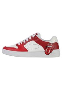 skechers - Buty do chodzenia męskie Skechers Palmilla Rolling Stones Marque. Kolor: biały. Materiał: syntetyk, materiał. Szerokość cholewki: normalna. Sport: turystyka piesza