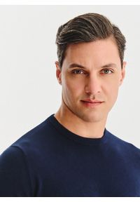 Pako Lorente - PAKO LORENTE – Granatowy bawełniany sweter z kaszmirem. Okazja: na co dzień. Kolor: szary, niebieski. Materiał: kaszmir, bawełna. Sezon: jesień. Styl: casual #4