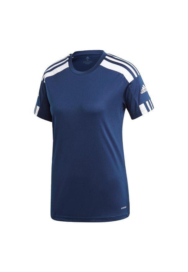 Adidas - Koszulka damska adidas Squadra 21 Jersey. Kolor: biały, wielokolorowy, niebieski. Materiał: jersey, materiał. Sport: fitness