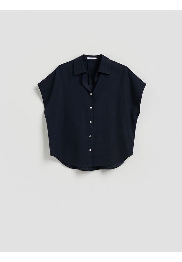 Reserved - Koszula z lnem - niebieski. Kolor: niebieski. Materiał: len