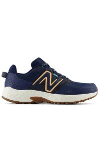 Buty New Balance WT410CS8 – granatowe. Zapięcie: sznurówki. Kolor: niebieski. Materiał: materiał, guma, syntetyk. Szerokość cholewki: normalna. Sport: fitness