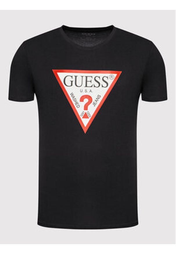 Guess T-Shirt M2YI71 I3Z11 Czarny Slim Fit. Kolor: czarny. Materiał: bawełna