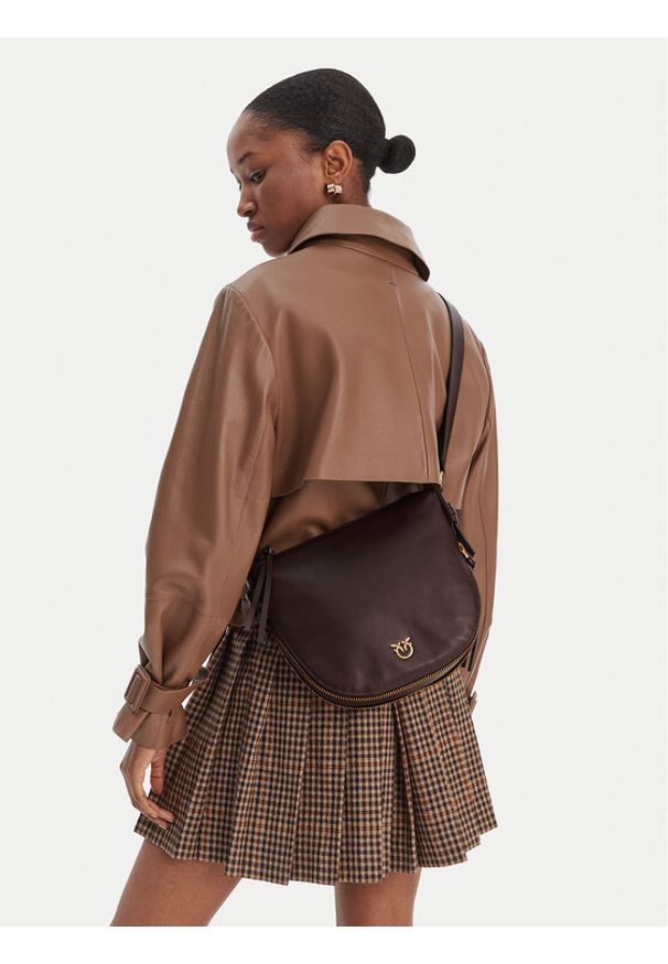 Pinko - PINKO Torebka Hobo Zip Around Mini Ai 25-26 PLTT 105332 A0QO Bordowy. Kolor: czerwony. Materiał: skórzane
