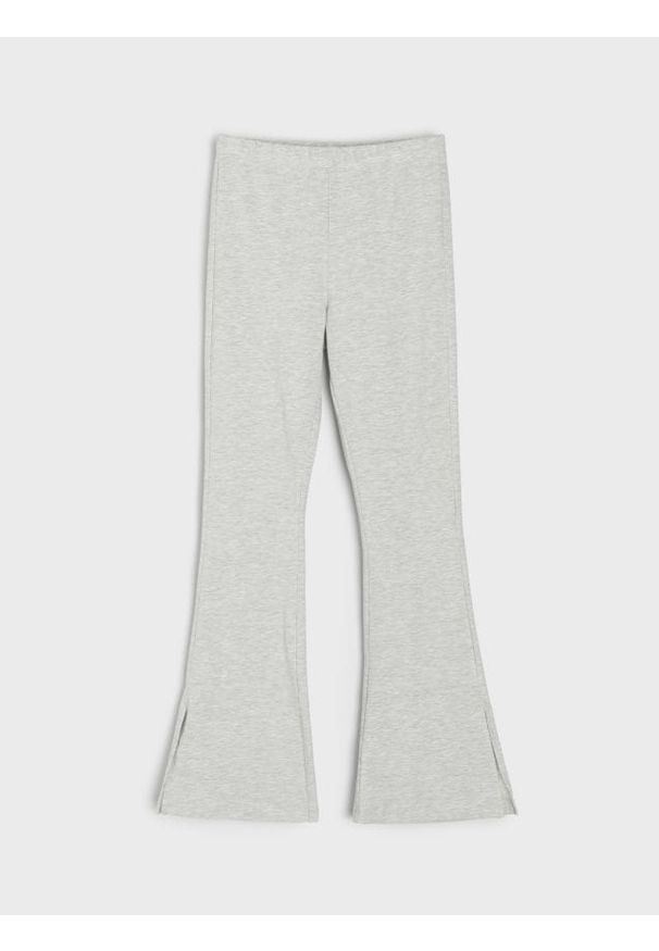 Sinsay - Bawełniane legginsy flare - szary. Kolor: szary. Materiał: bawełna