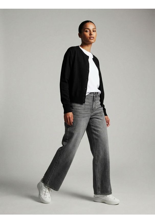 Sinsay - Wiskozowy kardigan - czarny. Kolor: czarny. Materiał: wiskoza