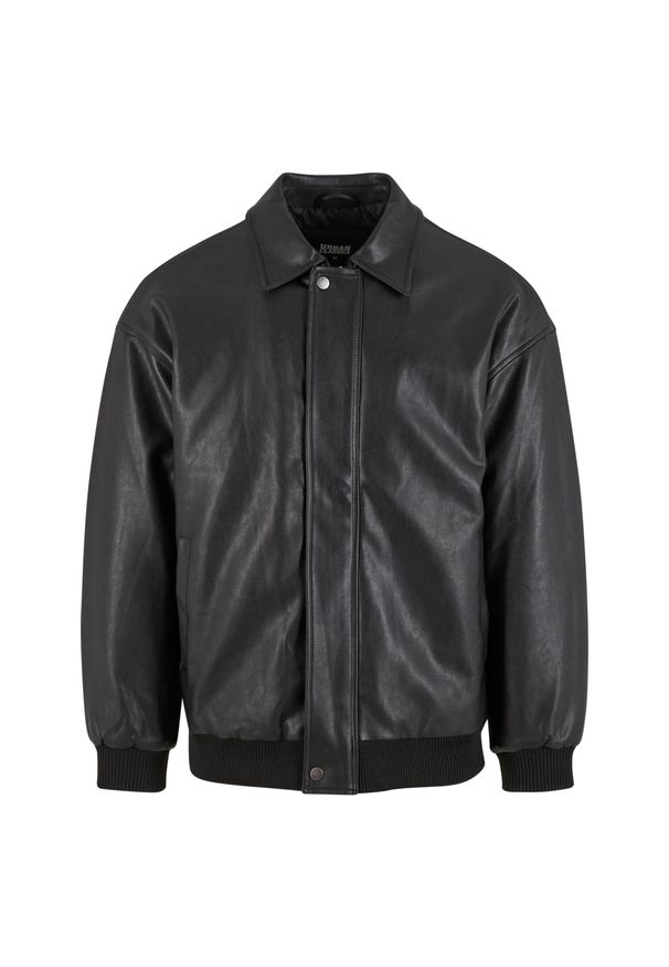 Urban Classics - Męska Kurtka Z Syntetycznej Skóry. Kolor: czarny. Materiał: syntetyk, skóra. Sport: turystyka piesza