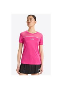 Koszulka tenisowa damska Diadora L. SS Core T-Shirt. Kolor: różowy, wielokolorowy, biały. Sport: tenis #1