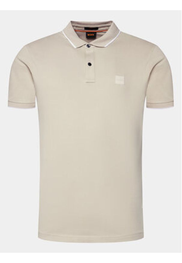 BOSS - Boss Polo Passertip 50507699 Beżowy Slim Fit. Typ kołnierza: polo. Kolor: beżowy. Materiał: bawełna