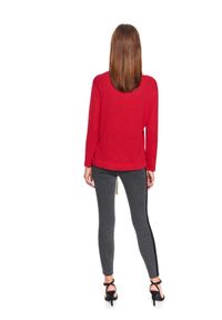 TOP SECRET - Sweter z wiązaniem u dołu. Okazja: do pracy, na co dzień. Kolor: czerwony. Materiał: materiał. Długość rękawa: długi rękaw. Długość: długie. Sezon: zima. Styl: casual