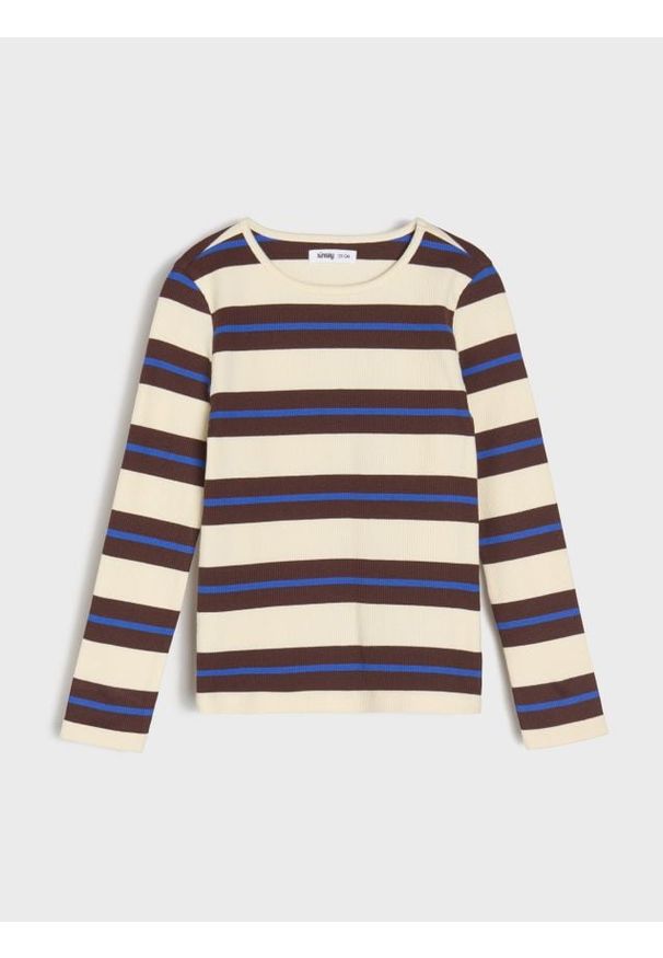 Sinsay - Bawełniana koszulka w paski - wielobarwny. Materiał: bawełna. Wzór: paski