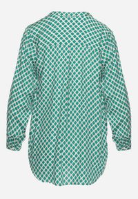 Born2be - Zielona Bluzka Koszulowa z Wiskozy w Mozaikowy Wzór Aalius. Okazja: na co dzień. Kolor: zielony. Materiał: wiskoza. Długość rękawa: długi rękaw. Długość: długie. Styl: casual #4