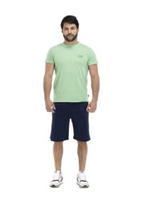 LEONE 1947 APPAREL - T-shirt męski z efektem sprania plaży. Kolor: zielony. Materiał: tkanina. Sport: fitness