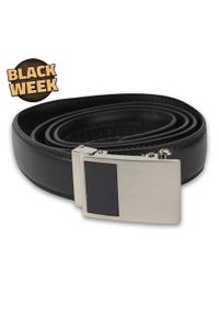Czarny Pasek ze SKÓRY NATURALNEJ, Automatyczna Klamra - Do 125 cm -Paolo Scali- Męski, Elegancki. Kolor: czarny. Materiał: skóra. Styl: elegancki #1