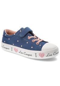 Granatowe Trampki Lee Cooper Modne Obuwie Dla Dziewczynki. Okazja: na spacer, na co dzień. Zapięcie: rzepy. Kolor: niebieski. Materiał: materiał. Sezon: wiosna. Styl: casual