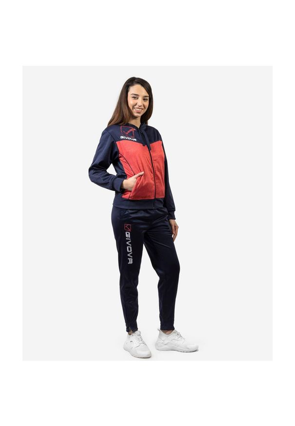 Givova - Dres Visa Melange z Kapturem, Polar Fleece. Kolor: wielokolorowy, czarny, czerwony. Materiał: polar, dresówka
