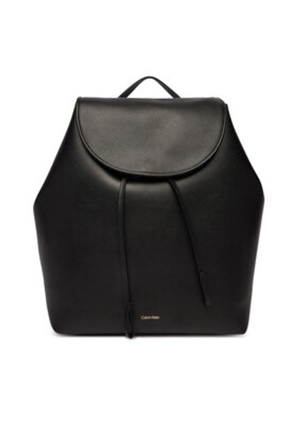 Calvin Klein Plecak Foil Logo Large Flap Backpack LV04F3505G Czarny. Kolor: czarny. Materiał: skóra
