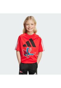 Adidas - Koszulka Marvel Spider-Man Tee Kids. Kolor: biały, czerwony, wielokolorowy. Materiał: materiał. Wzór: motyw z bajki