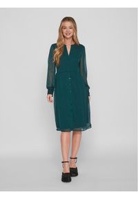 Vila Sukienka codzienna Falia 14084475 Zielony Regular Fit. Okazja: na co dzień. Kolor: zielony. Materiał: syntetyk. Typ sukienki: proste. Styl: casual