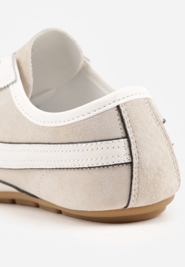 Renee - Beżowe Sneakersy Klasyczne Tenisówki z Zamszu Naturalnego Talanashta. Okazja: na co dzień. Kolor: beżowy. Materiał: zamsz
