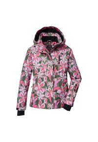Kurtka narciarska z kapturem dla dziewczynki Killtec KSW 211. Typ kołnierza: kaptur. Kolor: wielokolorowy, biały, zielony. Sport: narciarstwo #1