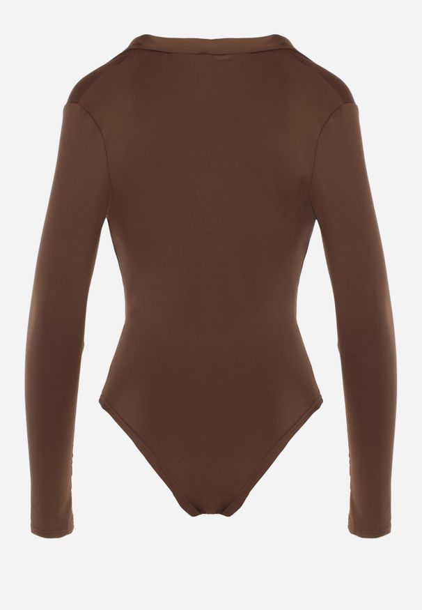 Born2be - Brązowe Body z Wiskozą i Kopertowym Dekoltem Candletree. Okazja: do pracy, na co dzień. Typ kołnierza: dekolt kopertowy. Kolor: brązowy. Materiał: wiskoza. Styl: elegancki, casual