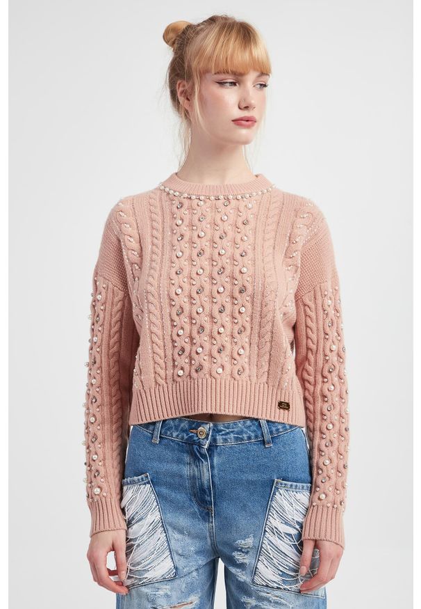 Elisabetta Franchi - Sweter damski wełniany ELISABETTA FRANCHI. Materiał: wełna