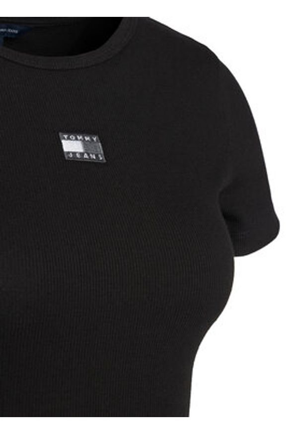 Tommy Jeans T-Shirt DW0DW17881 Czarny Slim Fit. Kolor: czarny. Materiał: bawełna