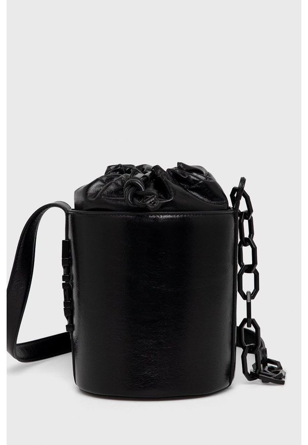 Karl Lagerfeld torebka skórzana 220W3021 kolor czarny. Kolor: czarny. Materiał: skórzane. Rodzaj torebki: na ramię