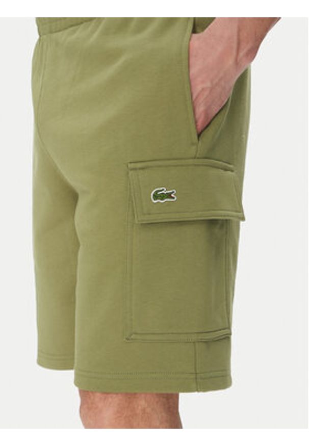 Lacoste Szorty sportowe GH9743 Khaki Regular Fit. Kolor: brązowy. Materiał: bawełna. Styl: sportowy