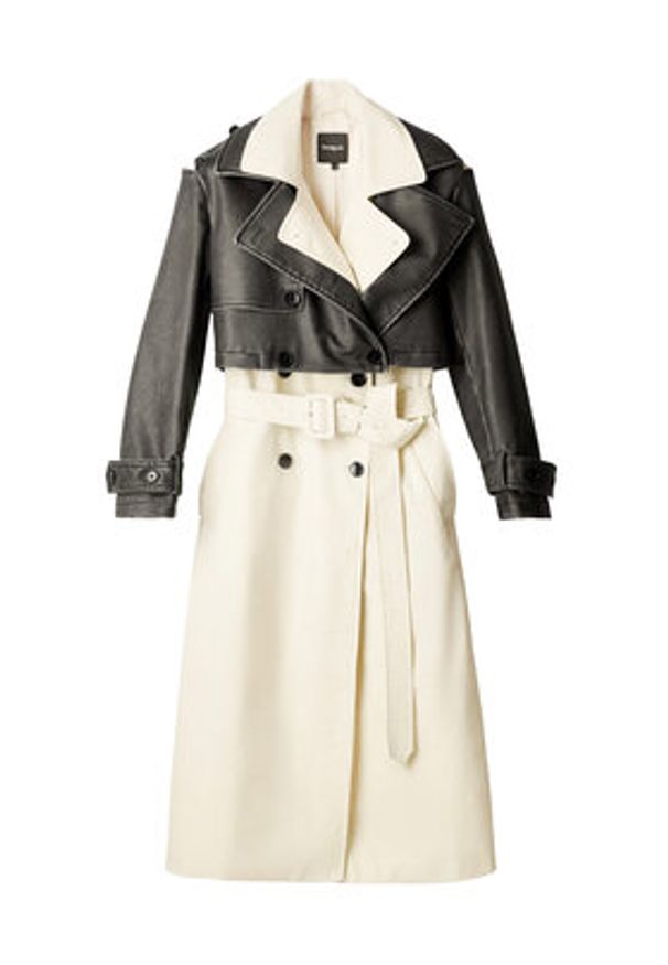 Desigual Trencz Duolo 26SWEW34 Écru Regular Fit. Kolor: kremowy. Materiał: syntetyk