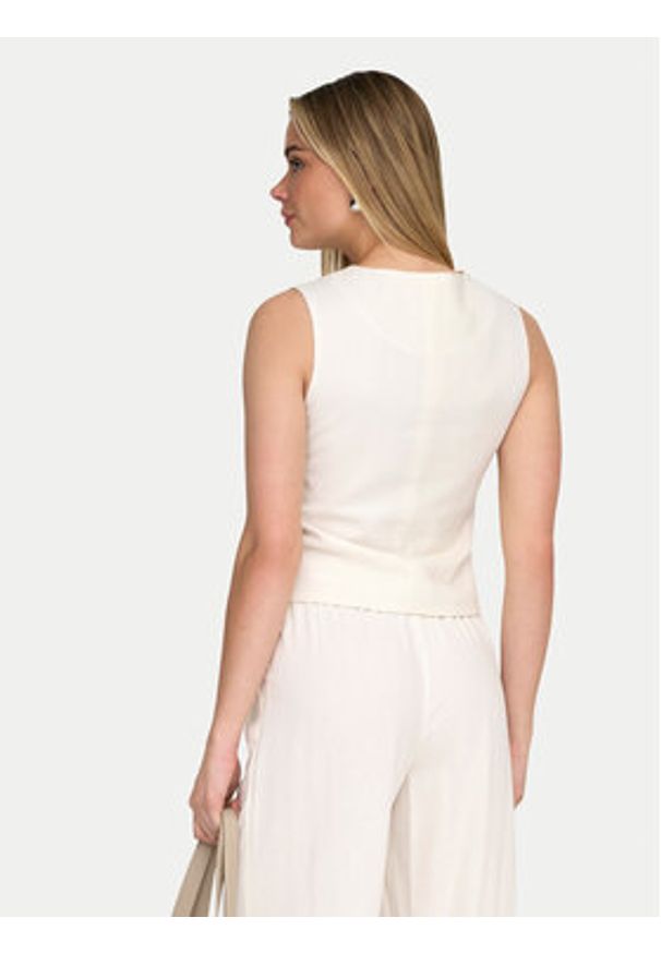 only - ONLY Kamizelka garniturowa Goa 15363724 Biały Regular Fit. Kolor: biały. Materiał: len