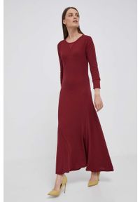 Polo Ralph Lauren sukienka bawełniana kolor bordowy maxi rozkloszowana. Typ kołnierza: polo. Kolor: czerwony. Materiał: bawełna. Długość rękawa: raglanowy rękaw. Typ sukienki: rozkloszowane. Styl: klasyczny. Długość: maxi #1