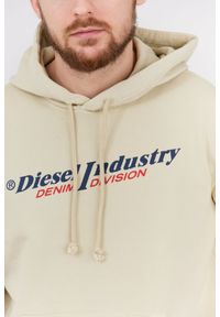 Diesel - DIESEL Beżowa bluza męska z kapturem. Typ kołnierza: kaptur. Kolor: beżowy. Materiał: prążkowany #3