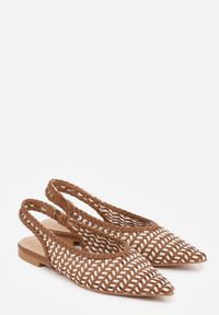 Renee - Brązowe Baleriny Slingback z Plecionki ze Szpiczastym Noskiem Eupheleta. Nosek buta: szpiczasty. Zapięcie: bez zapięcia. Kolor: brązowy. Wzór: haft. Styl: boho #8