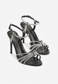 Renee - Czarne Sandały na Szpilce z Przeplatanymi Paskami z Cyrkoniami Lunafera. Okazja: na randkę, na imprezę. Zapięcie: pasek. Kolor: czarny. Materiał: satyna, futro. Wzór: aplikacja. Obcas: na szpilce. Styl: elegancki #7