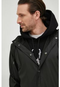 Rains kurtka 18360 Longer Jacket kolor czarny przejściowa. Okazja: na co dzień. Kolor: czarny. Materiał: materiał. Styl: casual #10