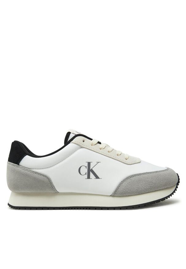 Calvin Klein Jeans Sneakersy Retro Runner Iconic Snk YM0YM01119 Biały. Kolor: biały. Materiał: zamsz, skóra