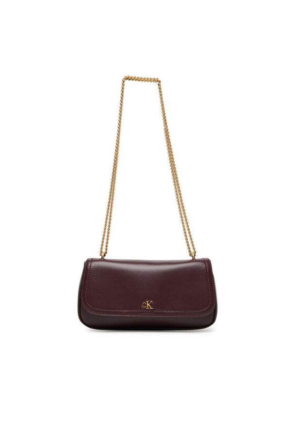 Calvin Klein Torebka Ck Convertible Chain Small Bag LV04F3172G Bordowy. Kolor: czerwony. Materiał: skórzane