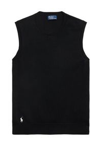 Polo Ralph Lauren Sweter 211972111001 Czarny Straight Fit. Typ kołnierza: polo. Kolor: czarny. Materiał: bawełna #5