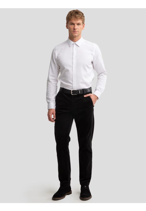 Big-Star - Koszula męska bawełniana biała Menes 101. Okazja: na co dzień. Kolor: biały. Materiał: bawełna. Styl: elegancki, casual, klasyczny