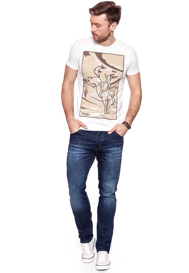 Wrangler - KOSZULKA WRANGLER WESTERN GRAPHIC TEE VINTAGE WHITE W7B94FK1Y 112131567. Wzór: nadruk. Styl: vintage