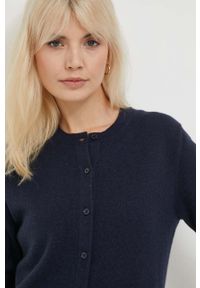 United Colors of Benetton kardigan kaszmirowy kolor granatowy lekki. Kolor: niebieski. Materiał: kaszmir. Wzór: gładki #3