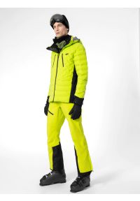 4f - Spodnie narciarskie membrana 15 000 męskie. Kolor: żółty. Materiał: hardshell, poliester, materiał. Technologia: Primaloft. Sezon: zima. Sport: narciarstwo