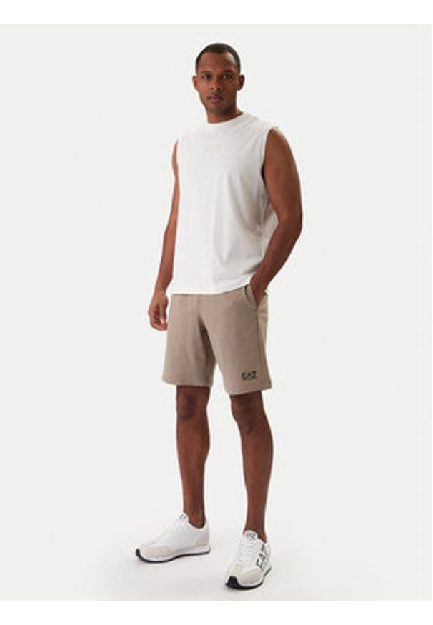 EA7 Emporio Armani Tank top 7M001405 AF22264 U0004 Écru Regular Fit. Kolor: kremowy. Materiał: bawełna