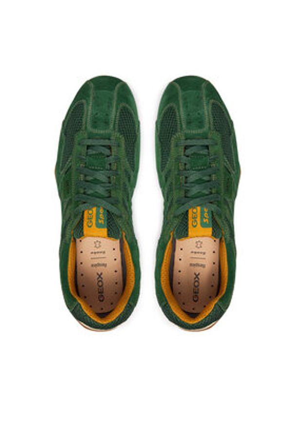Geox Sneakersy U Snake Original U55MNA 02214 C3000 Zielony. Kolor: zielony. Materiał: skóra, zamsz