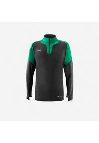 KIPSTA - Bluza piłkarska Kipsta Viralto Club na krótki suwak. Kolor: zielony, wielokolorowy, szary. Materiał: materiał, poliester, elastan. Długość: krótkie. Sport: piłka nożna